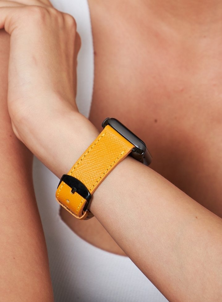 Apple Watch Saffiano Leather Strap - Yellow