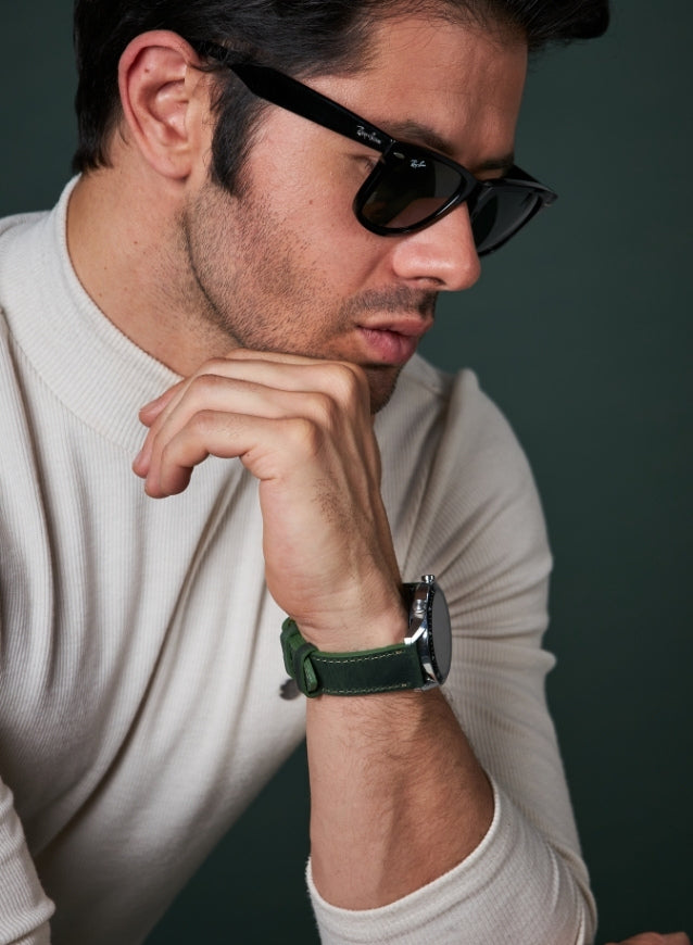 Garmin Watch Crazy Leather Strap - Green