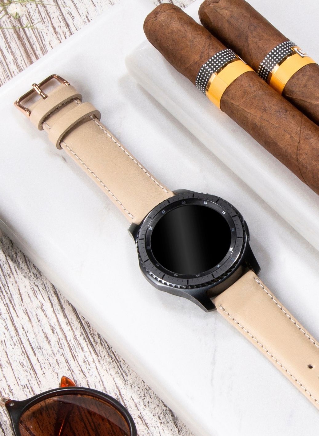 Classic Watch Fullup Leather Strap - Beige