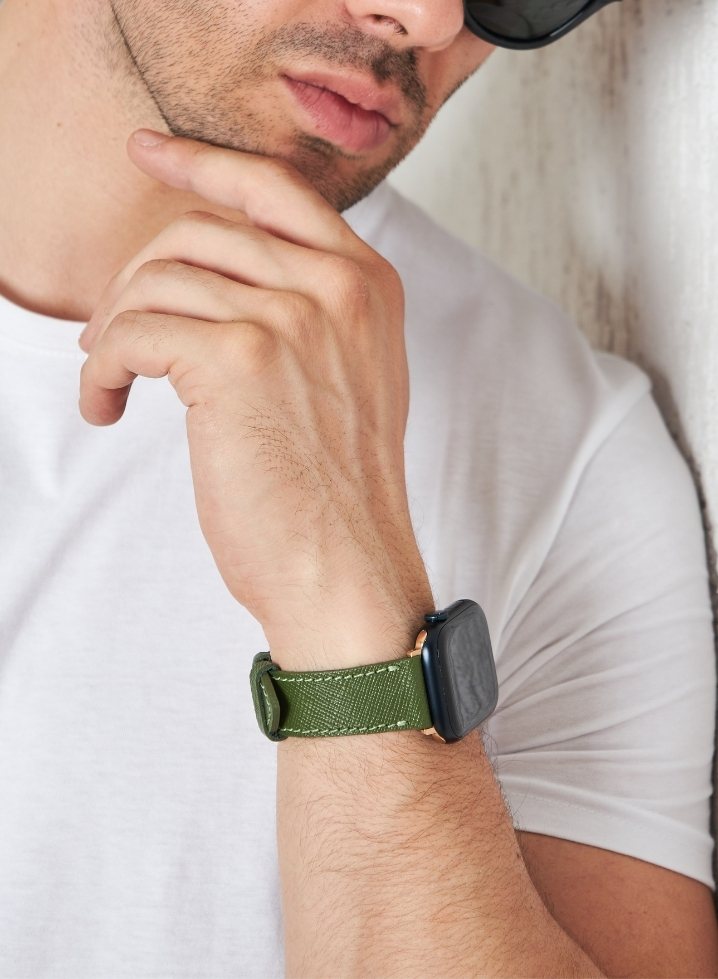 Apple Watch Saffiano Leather Strap - Green