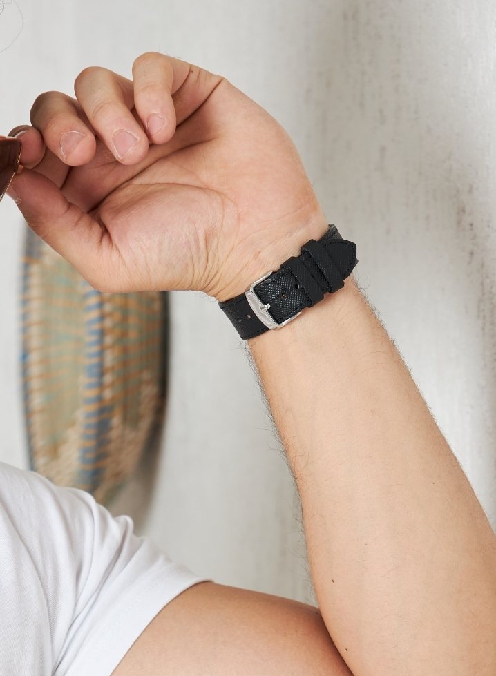 Apple Watch Saffiano Leather Strap - Black