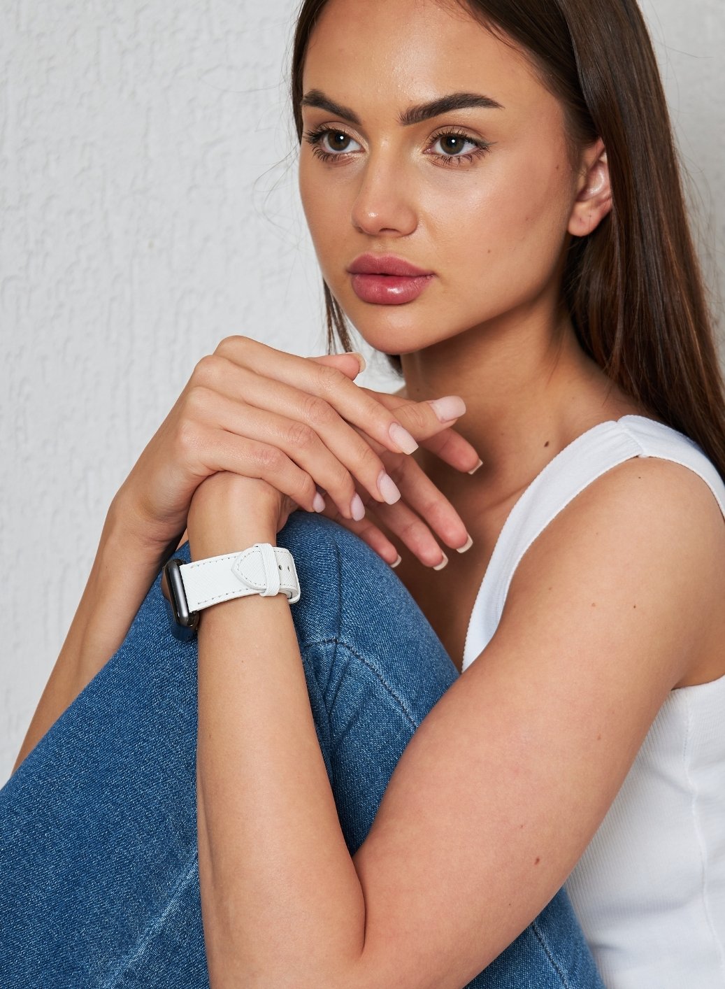 Classic Watch Saffiano Leather Strap - White