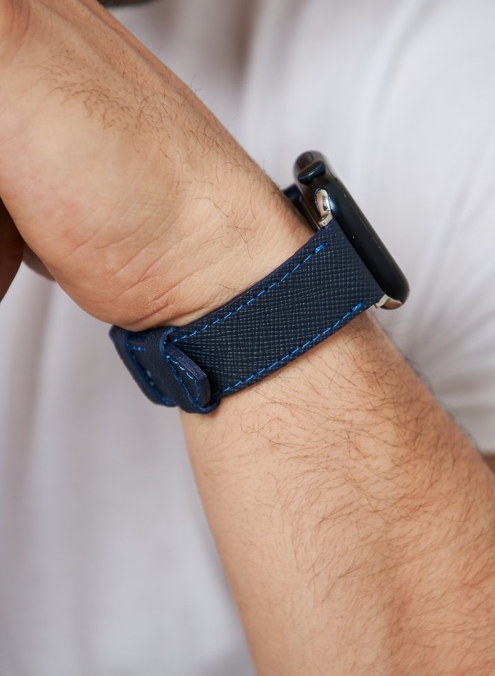 Apple Watch Saffiano Leather Strap - Navy Blue