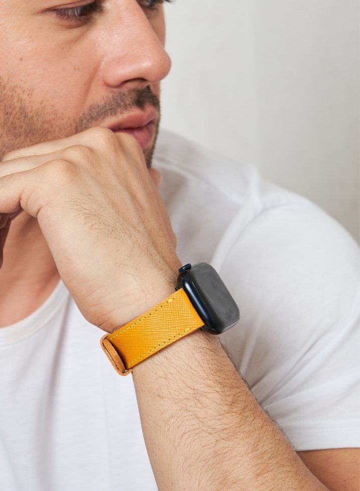 Apple Watch Saffiano Leather Strap - Yellow