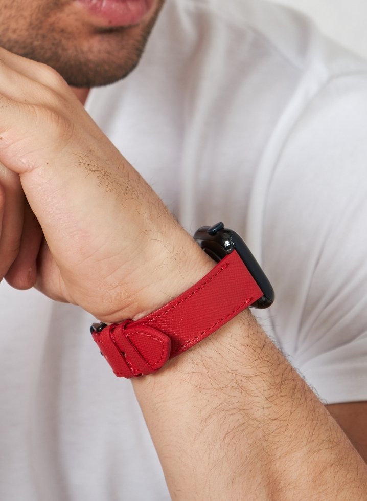 Apple Watch Saffiano Leather Strap - Red