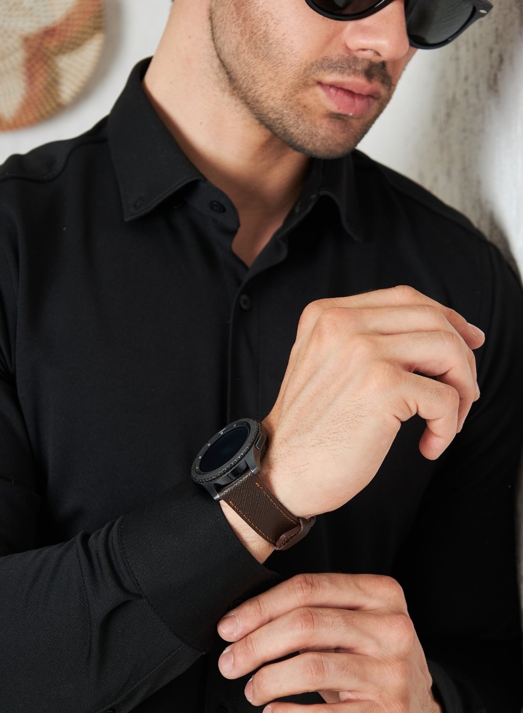 Classic Watch Saffiano Leather Strap - Brown