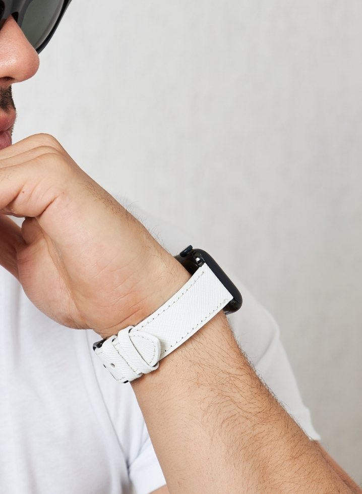 Apple Watch Saffiano Leather Strap - White