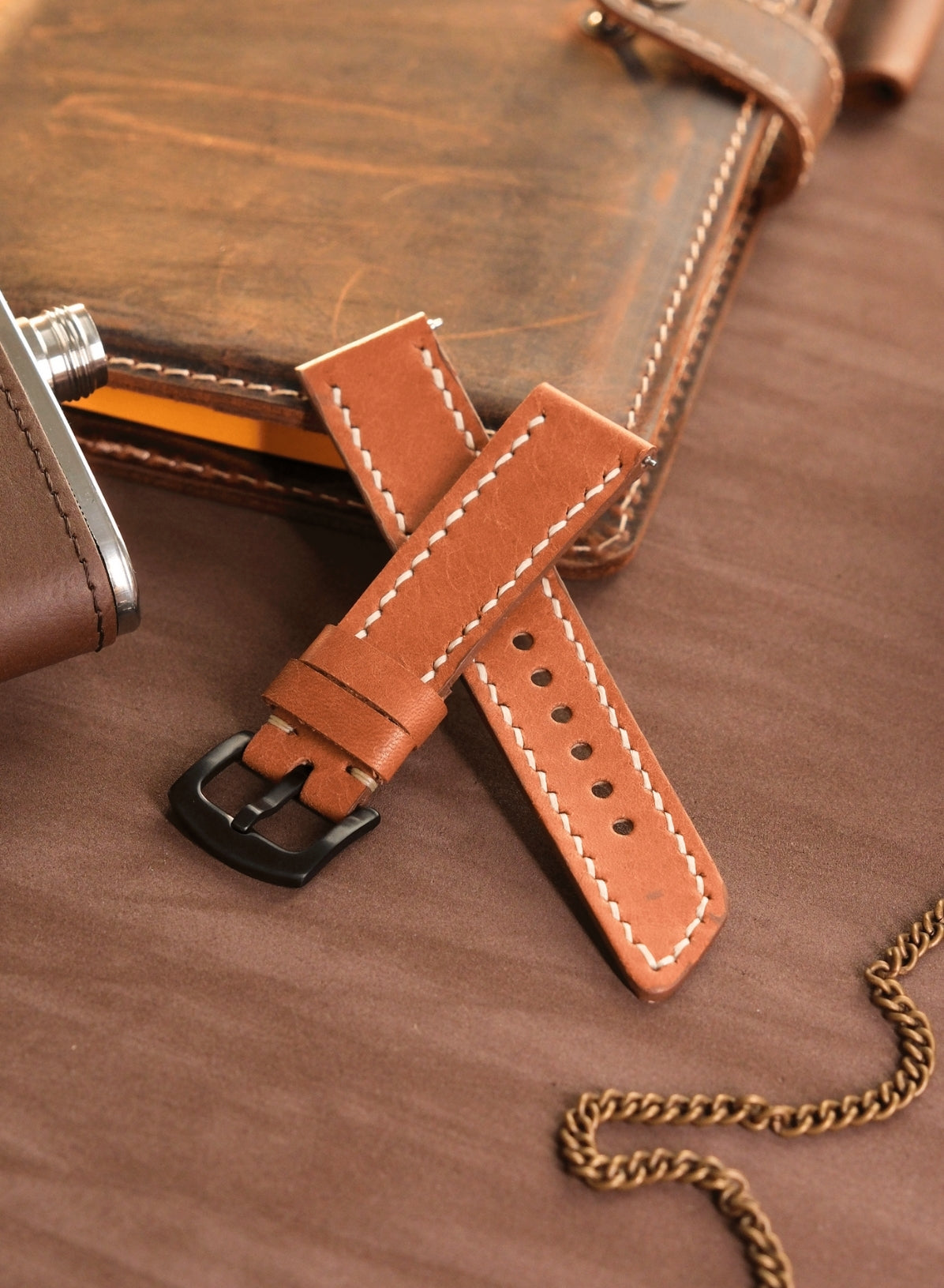Garmin Watch Leather Strap Camel - Pueblo