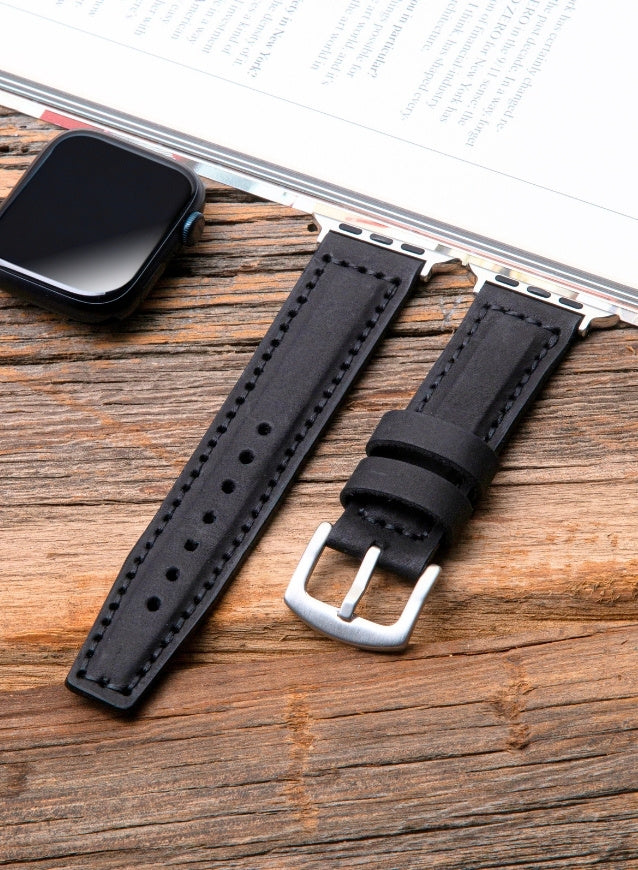 SamCrazy Genuine Leather Apple Watch Strap - Black - VAGAVE
