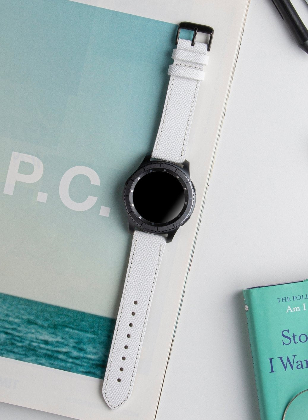 Classic Watch Saffiano Leather Strap - White