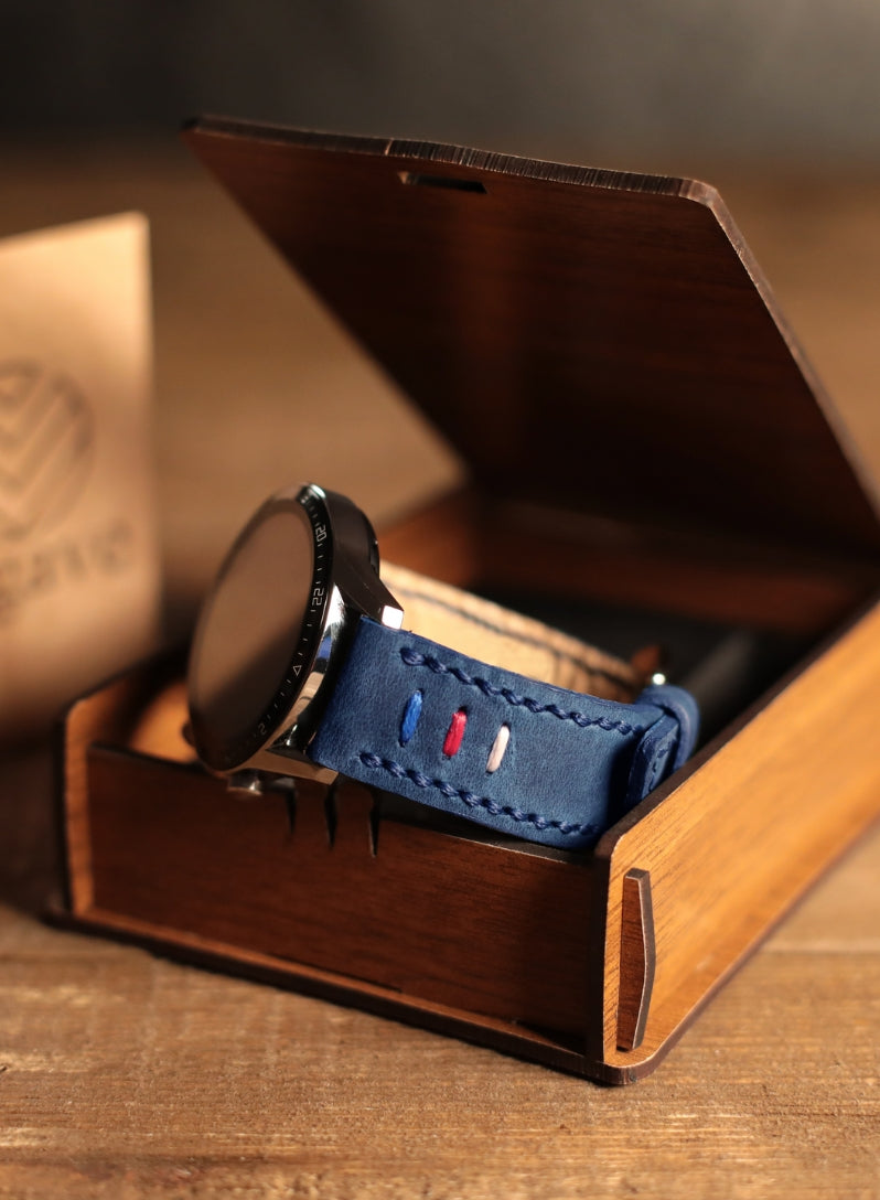Garmin Watch Three Ropes Leather Strap - Blue