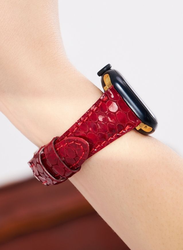 Apple Watch Crop Women Leather Strap - Red