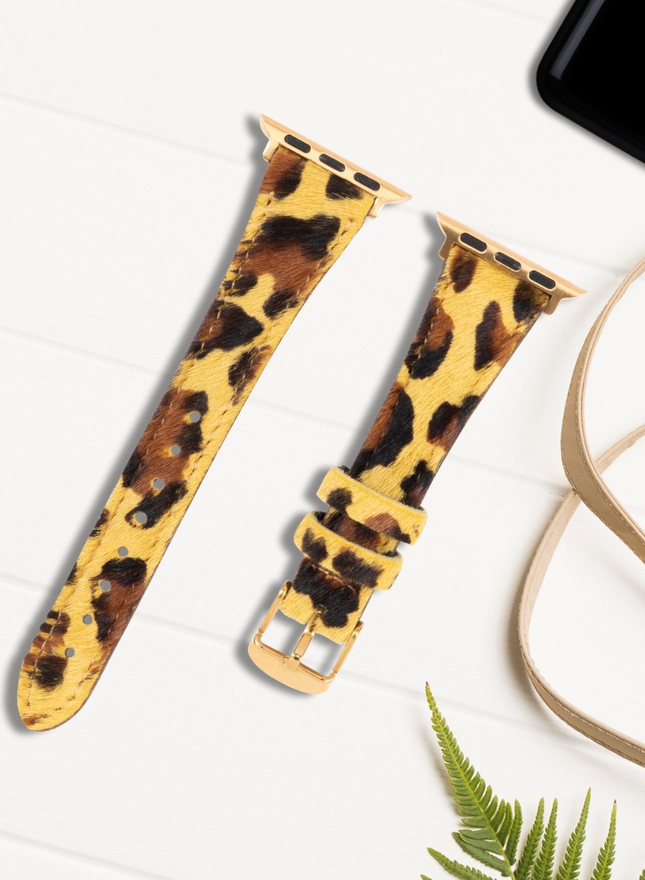 Apple Watch Vadiva Leather Women Strap - Yellow Leopard