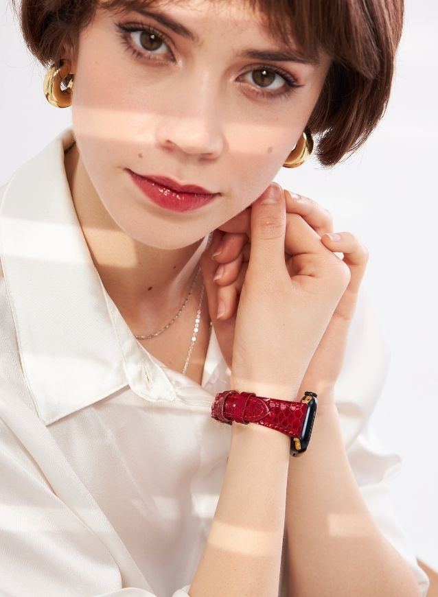 Apple Watch Crop Women Leather Strap - Red