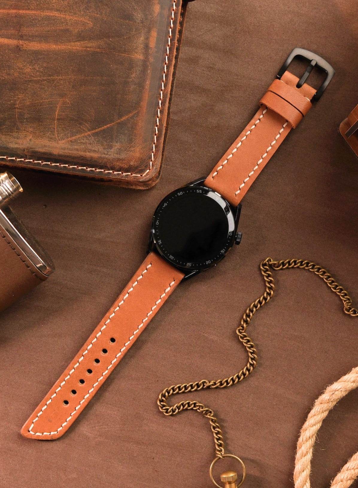 Garmin Watch Leather Strap Camel - Pueblo