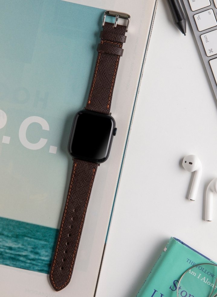 Apple Watch Saffiano Leather Strap - Brown