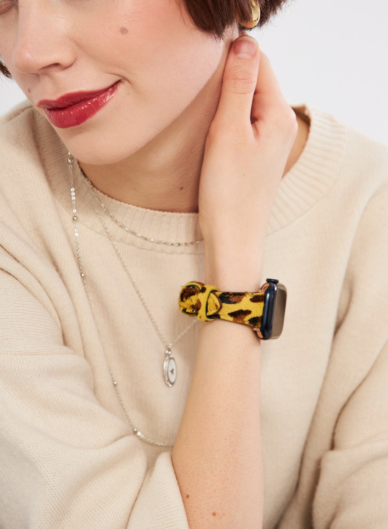 Apple Watch Vadiva Leather Women Strap - Yellow Leopard
