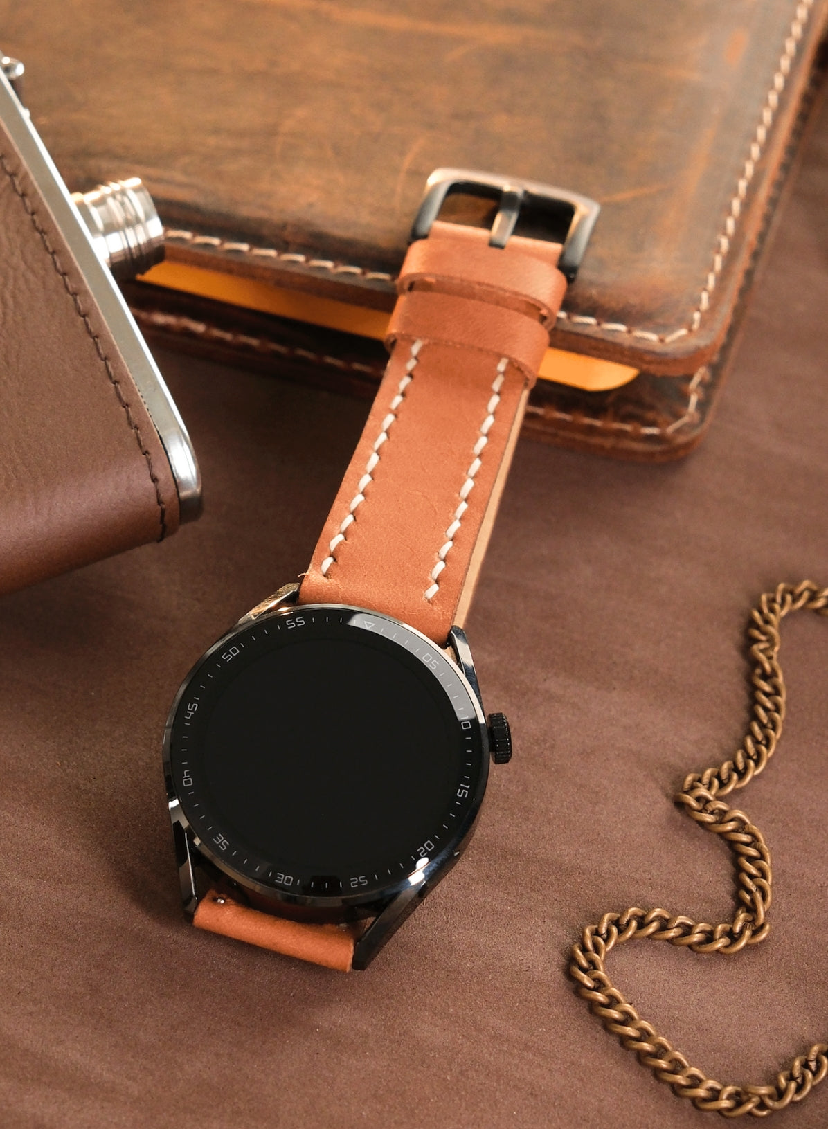 Garmin Watch Leather Strap Camel - Pueblo