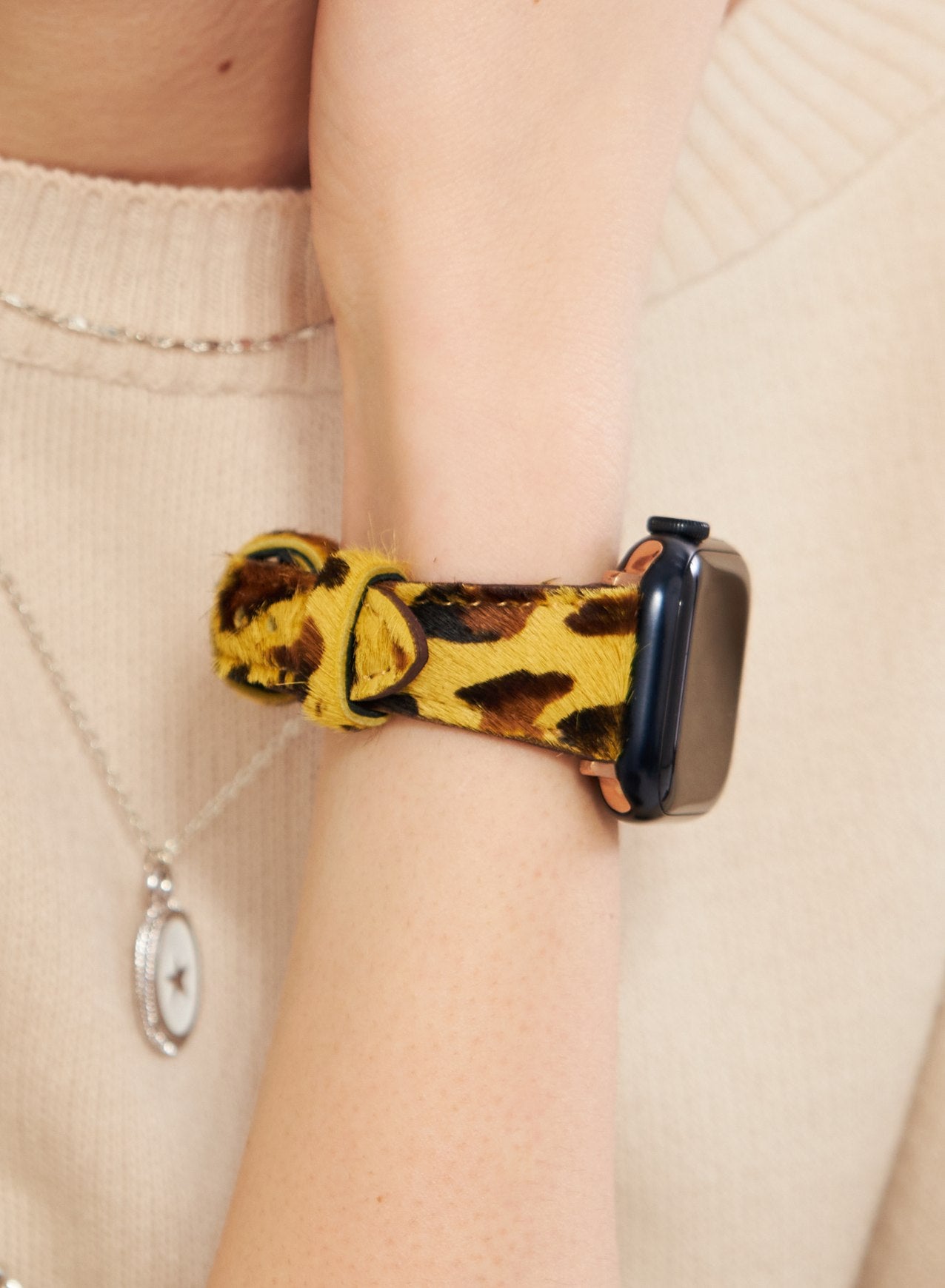 Apple Watch Vadiva  Leather Women Strap - Yellow Leopard