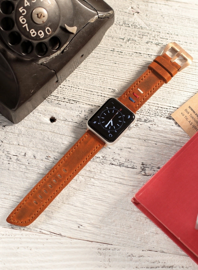 Apple Watch Three Ropes Leather Strap - Camel