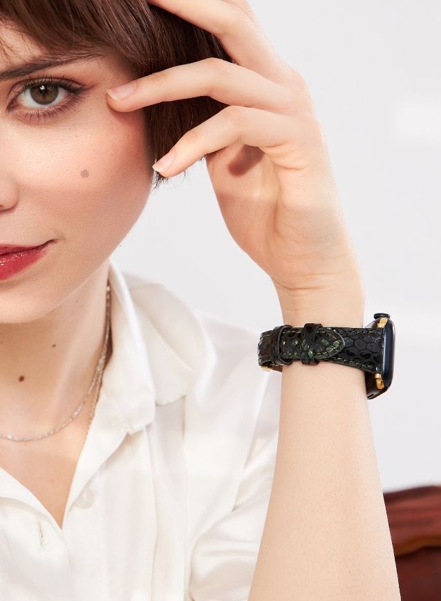 Apple Watch Crop Women Leather Strap - Green