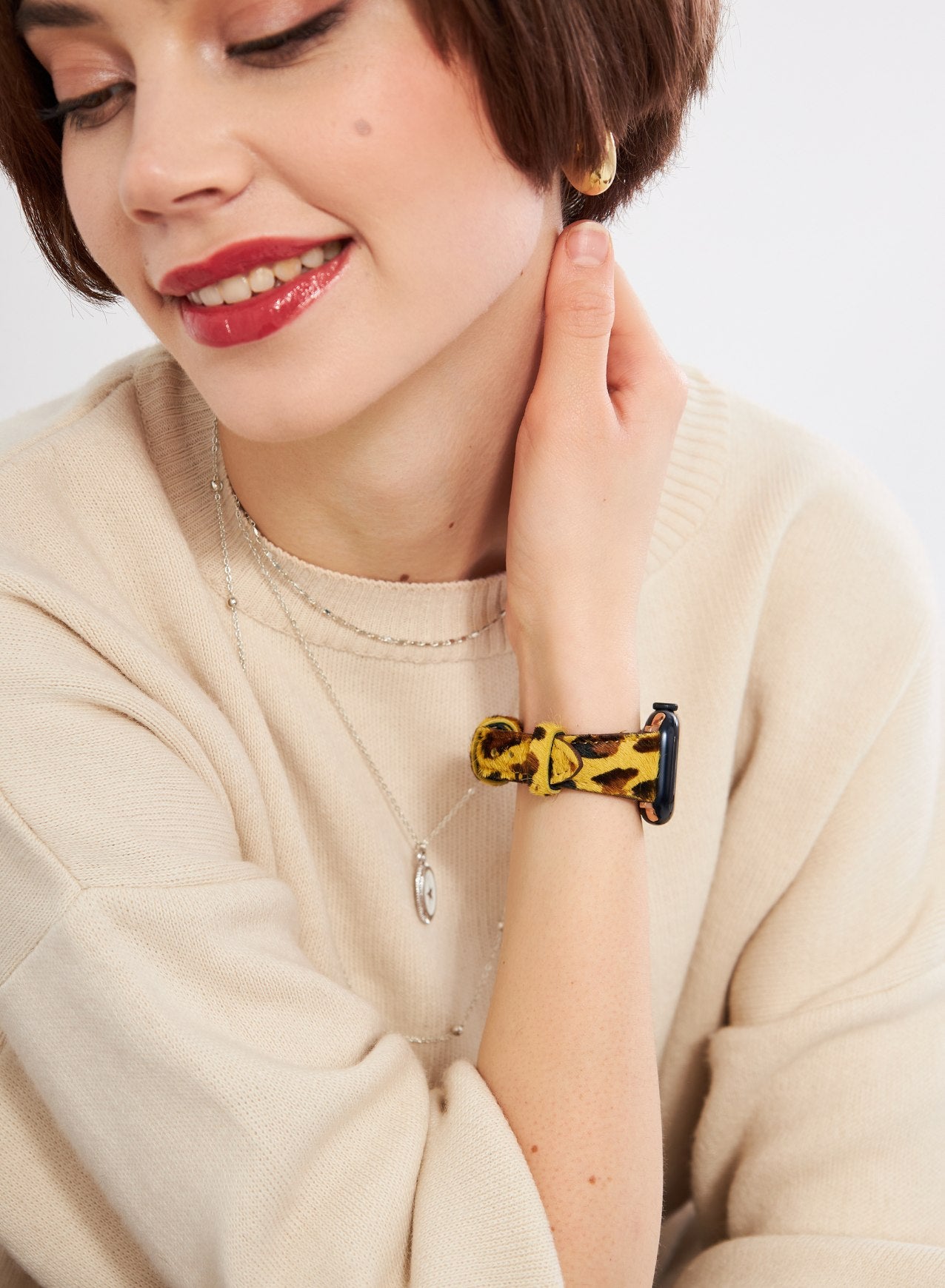 Apple Watch Vadiva  Leather Women Strap - Yellow Leopard