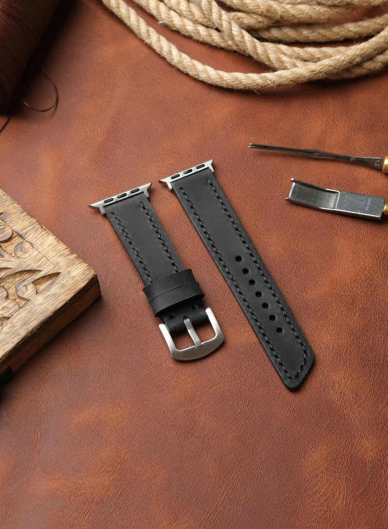 Apple Watch Berdik Leather Strap - Black