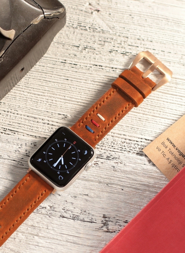 Apple Watch Three Ropes Leather Strap - Camel