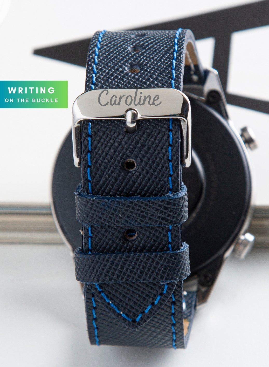 Classic Watch Saffiano Leather Strap - Navy Blue