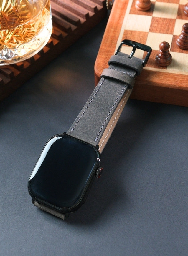 Isnos Genuine Leather Apple Watch Strap - Gray - VAGAVE