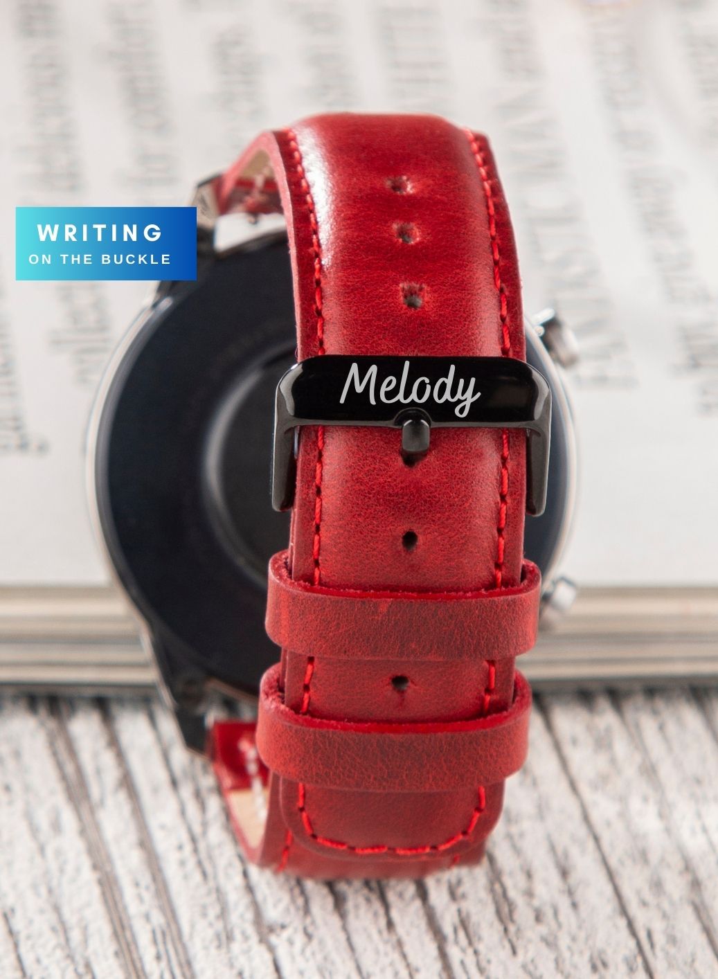 Classic Watch Fullup Leather Strap - Red