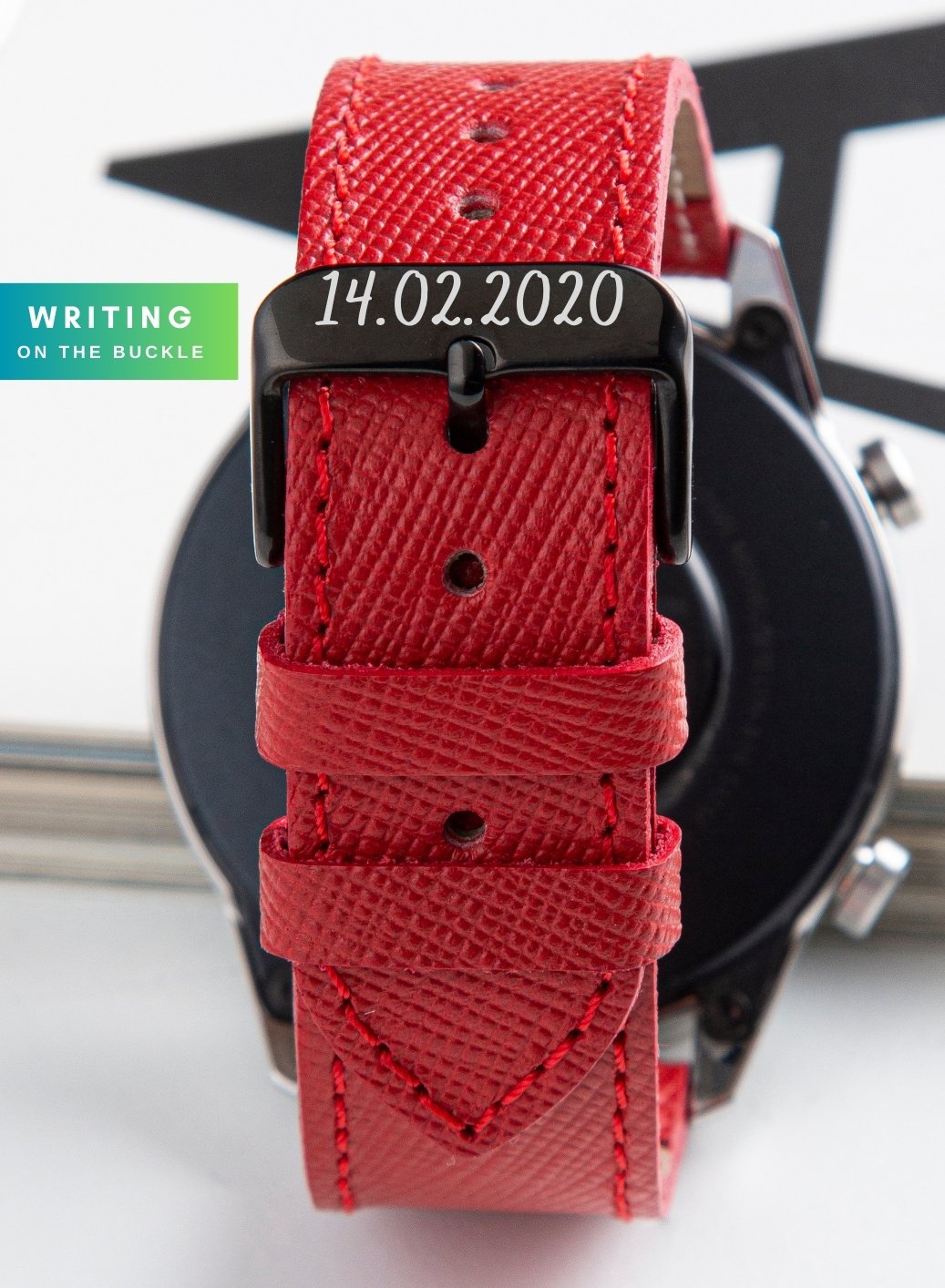 Classic Watch Saffiano Leather Strap - Red