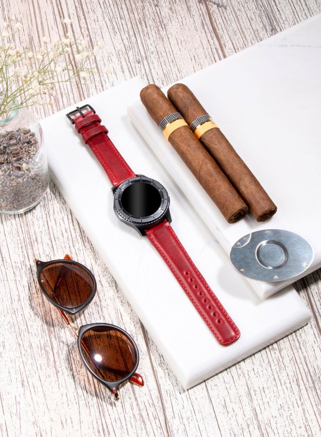 Classic Watch Fullup Leather Strap - Red
