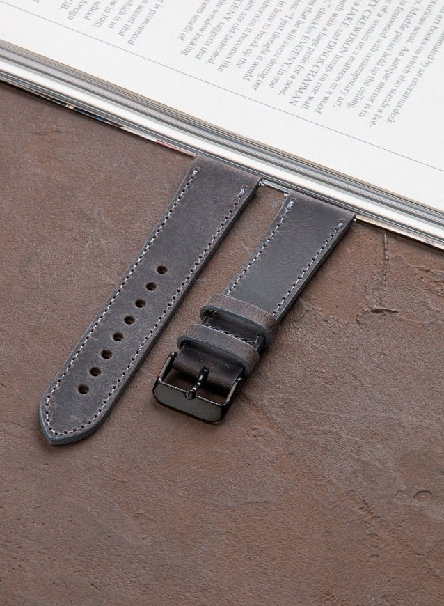 Classic Watch Crazy Leather Strap - Gray
