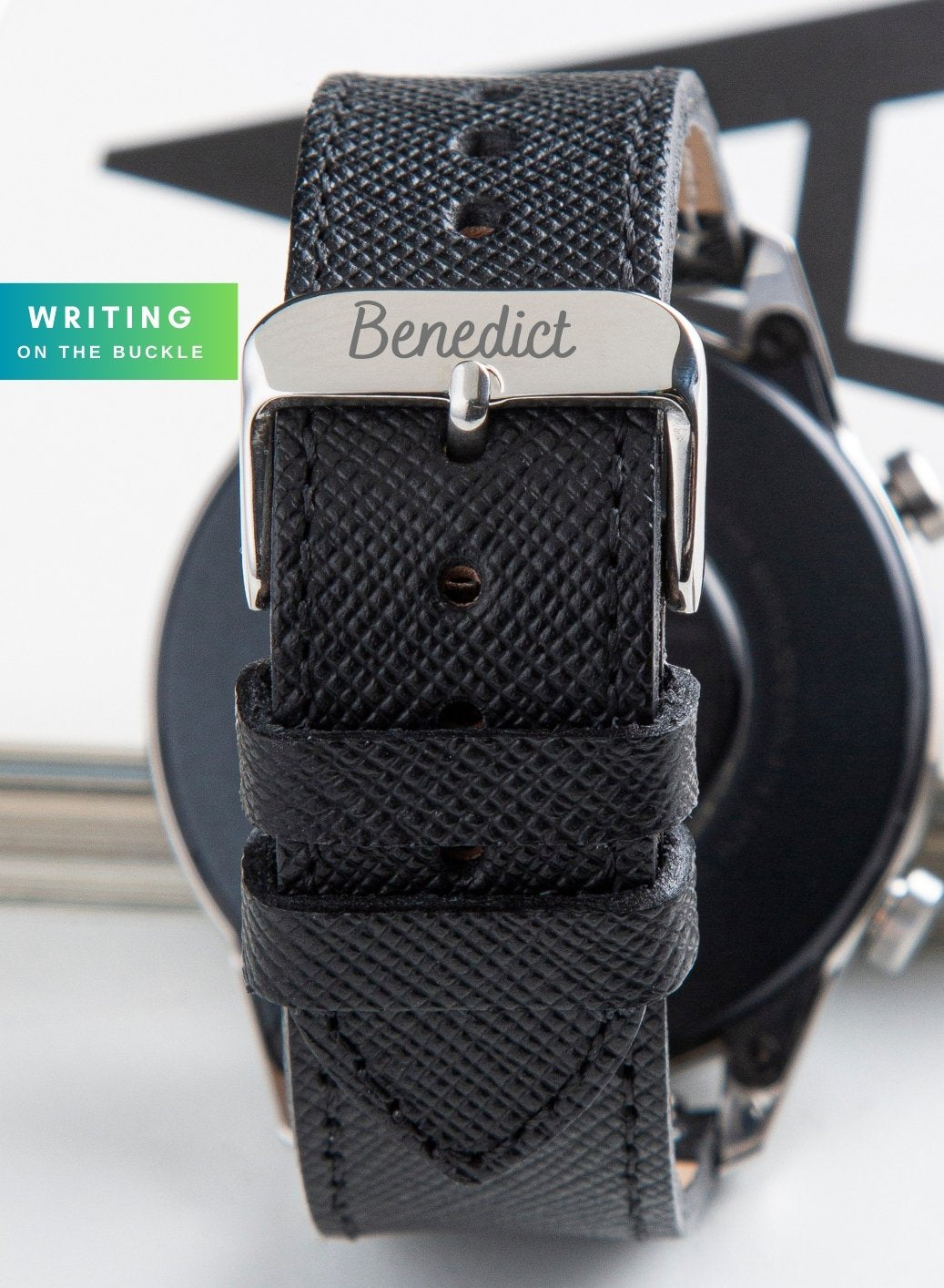 Classic Watch Saffiano Leather Strap - Black