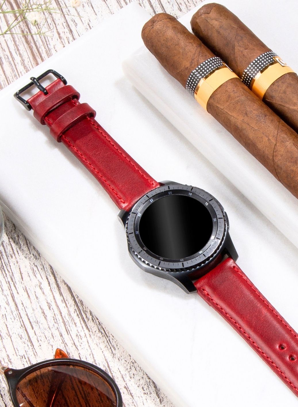 Classic Watch Fullup Leather Strap - Red
