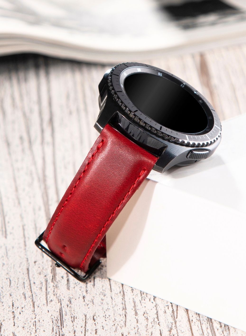 Classic Watch Fullup Leather Strap - Red