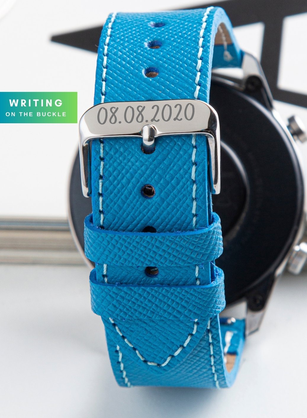 Classic Watch Saffiano Leather Strap - Blue