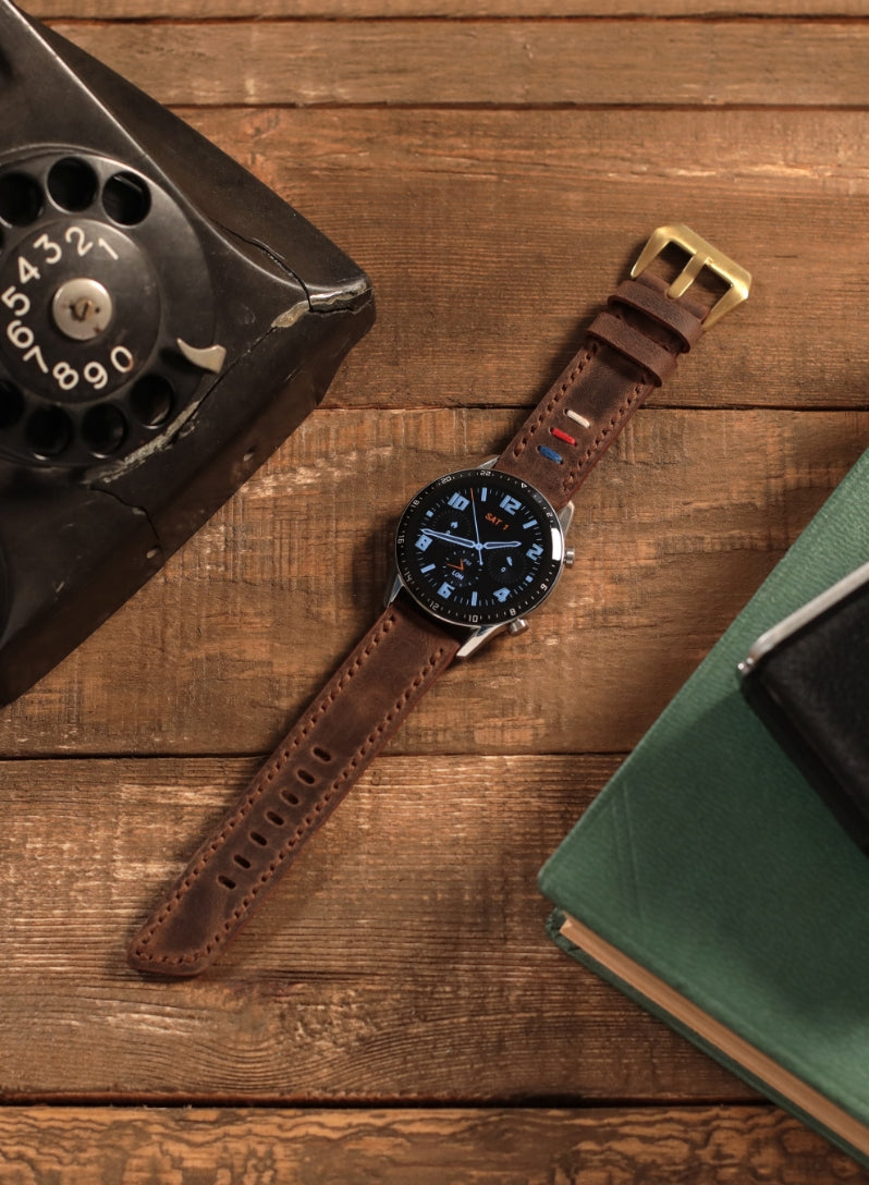 Garmin Watch Three Ropes Leather Strap - Brown