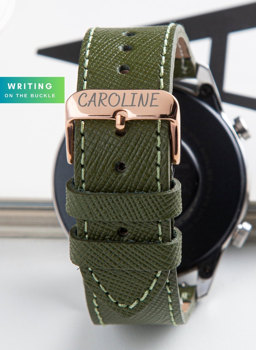 Classic Watch Saffiano Leather Strap - Green