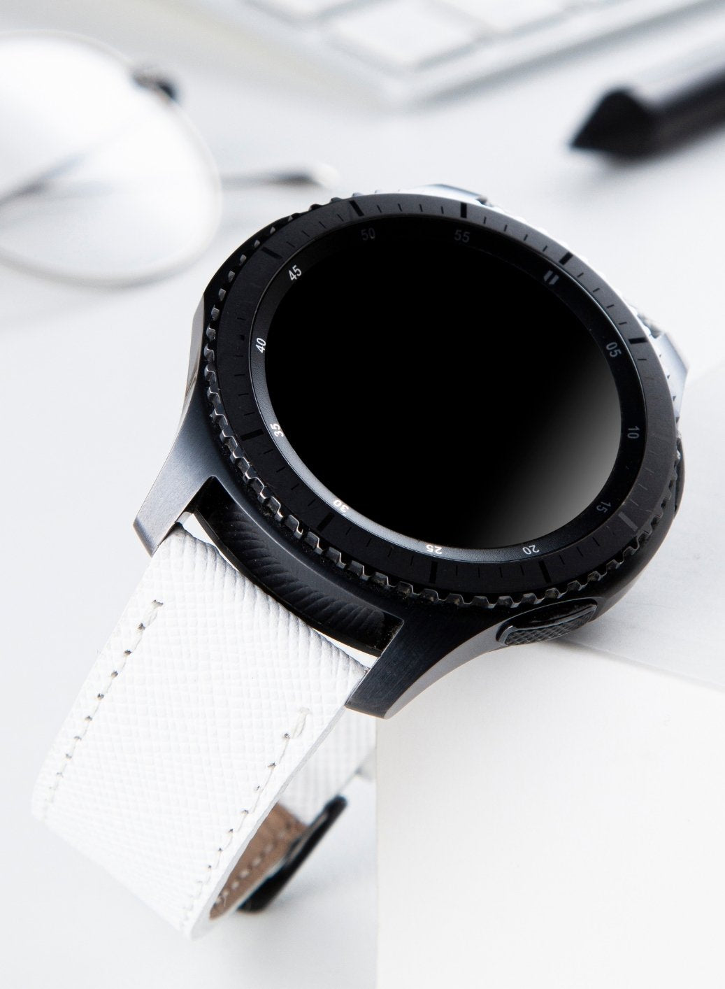 Classic Watch Saffiano Leather Strap - White