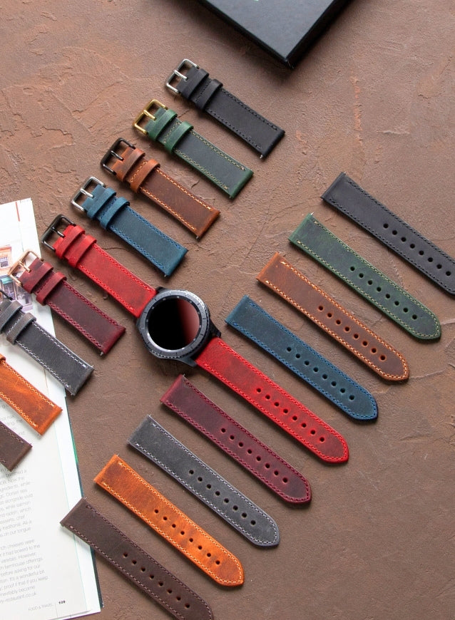 Classic Watch Crazy Leather Strap - Red