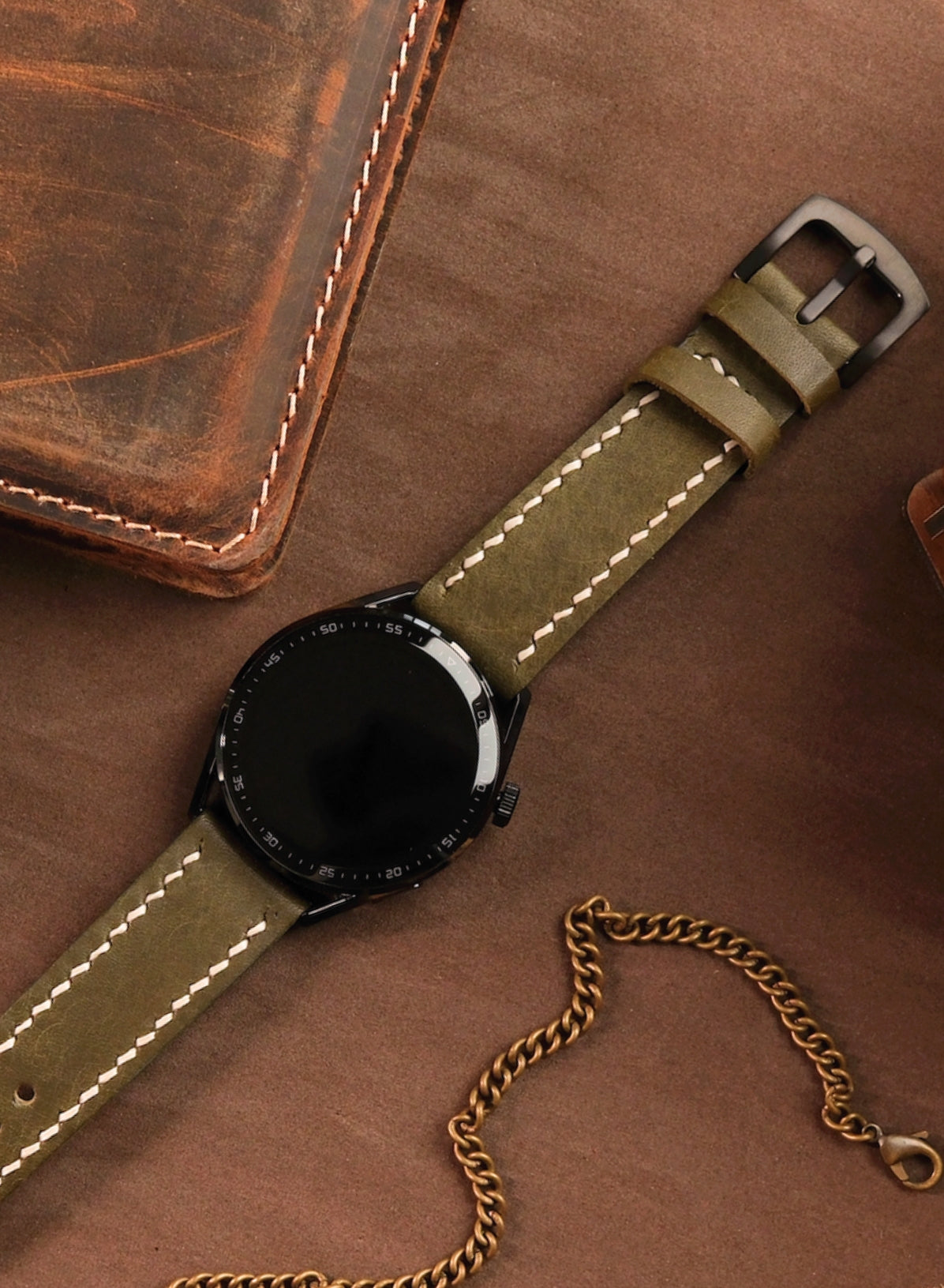 Garmin Watch Leather Strap Green - Pueblo