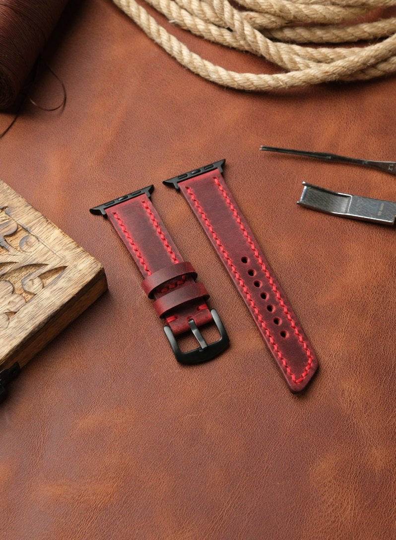 Apple Watch Berdik Leather Strap -Red