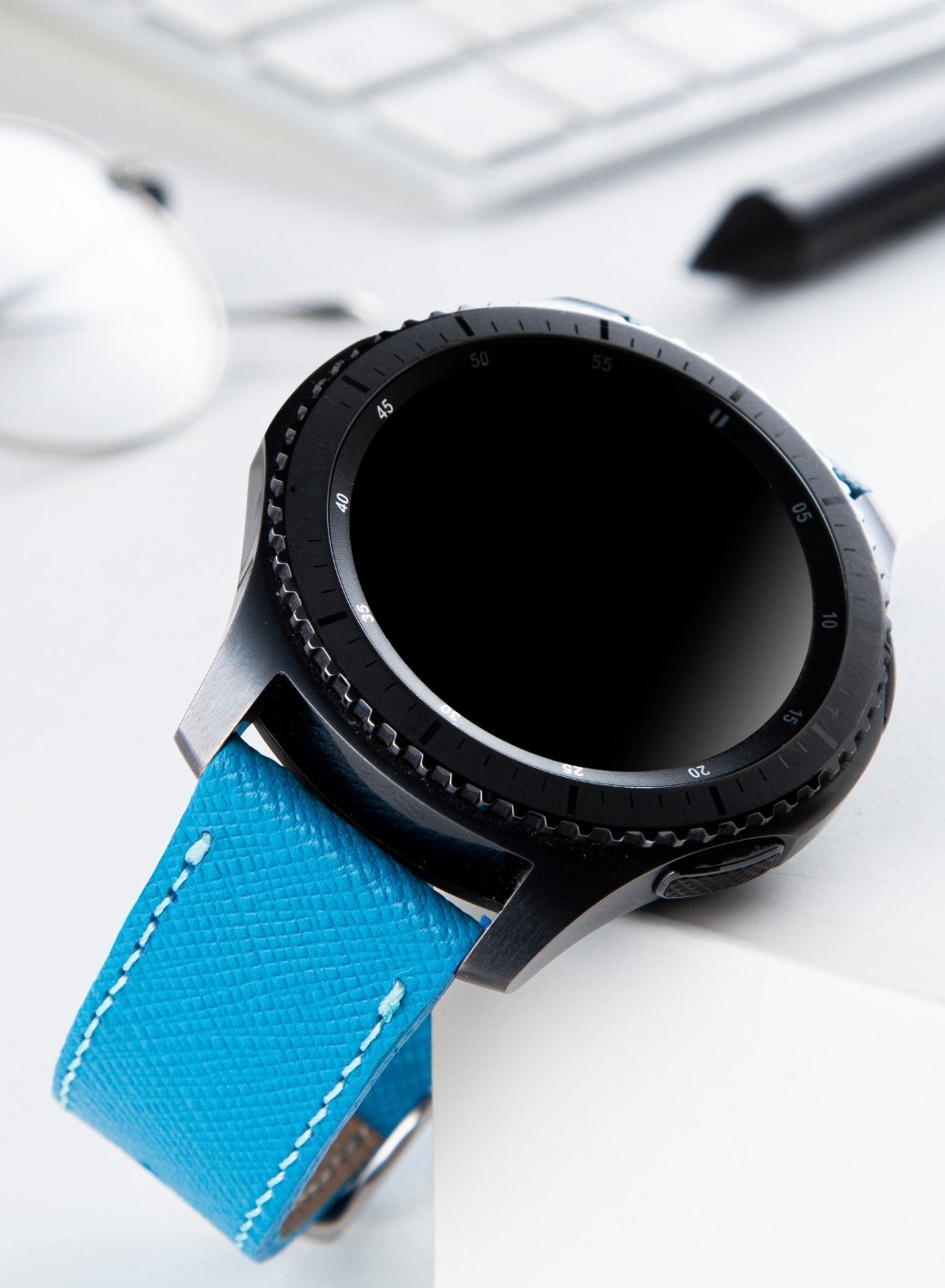Classic Watch Saffiano Leather Strap - Blue