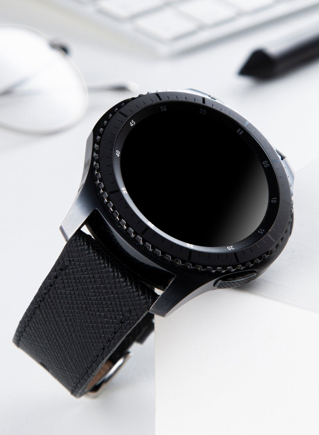 Classic Watch Saffiano Leather Strap - Black