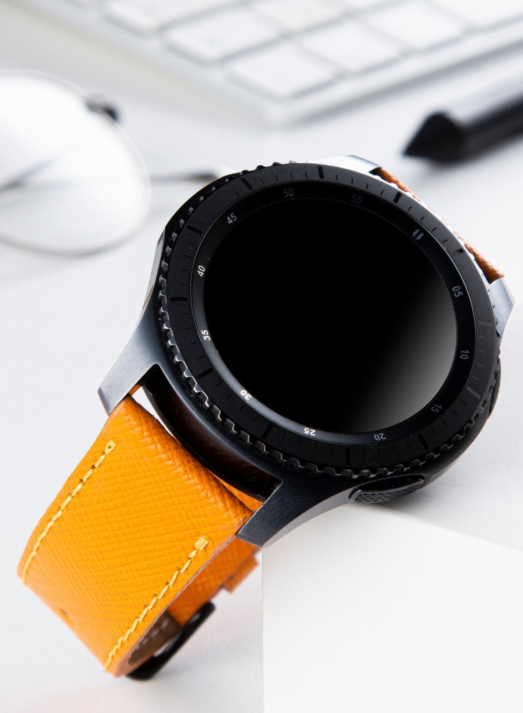 Classic Watch Saffiano Leather Strap - Yellow