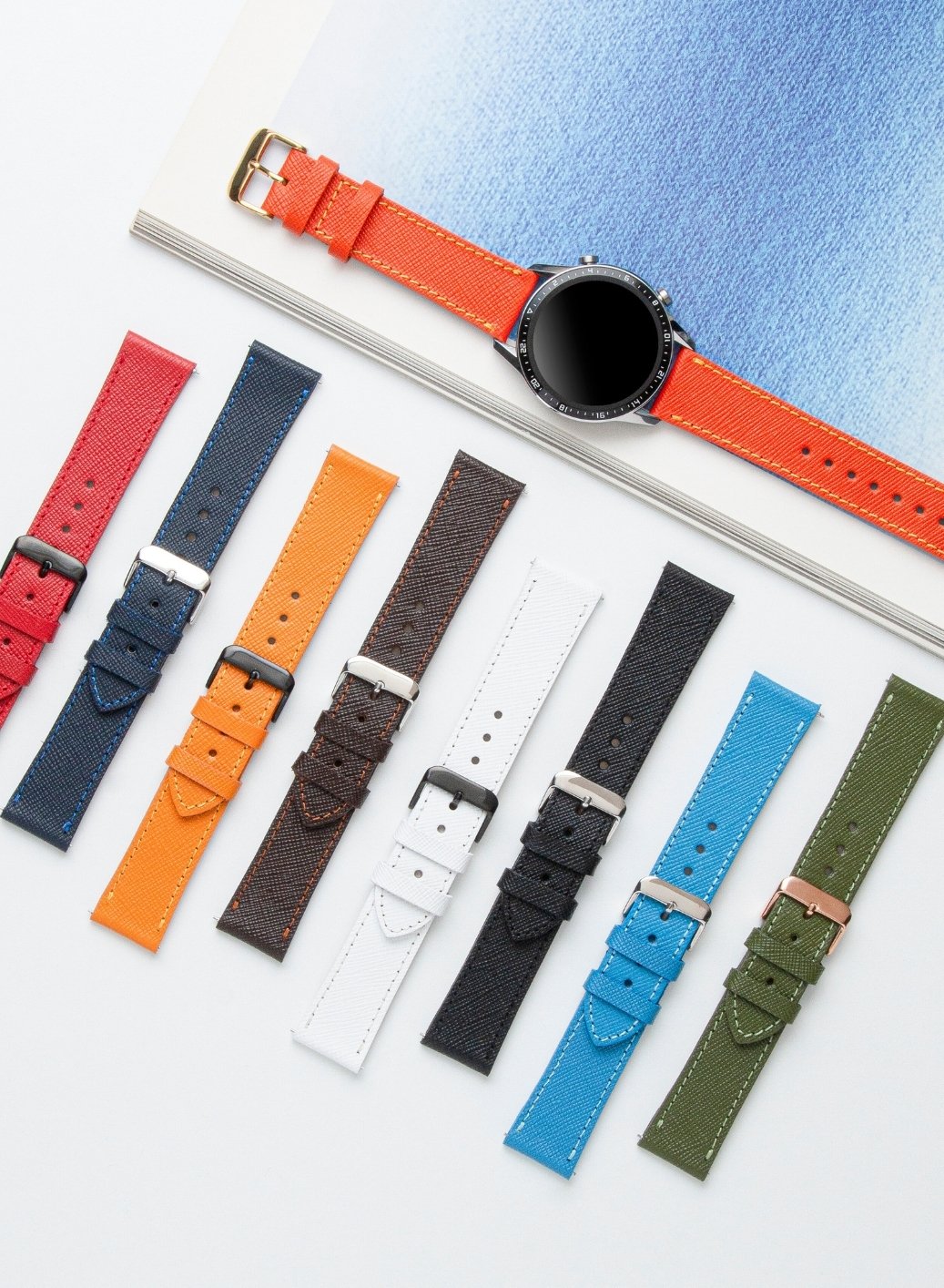 Classic Watch Saffiano Leather Strap - Black