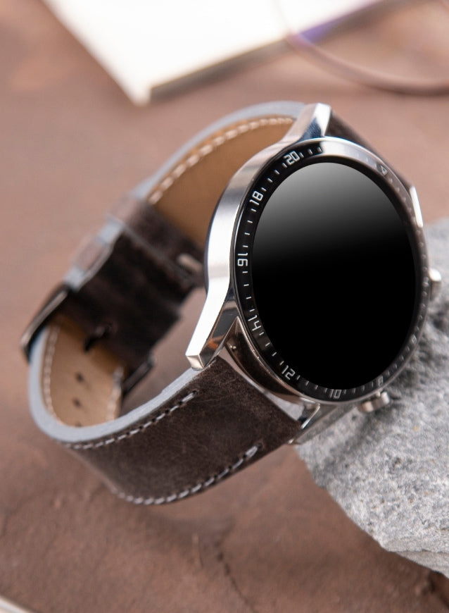 Classic Watch Crazy Leather Strap - Gray