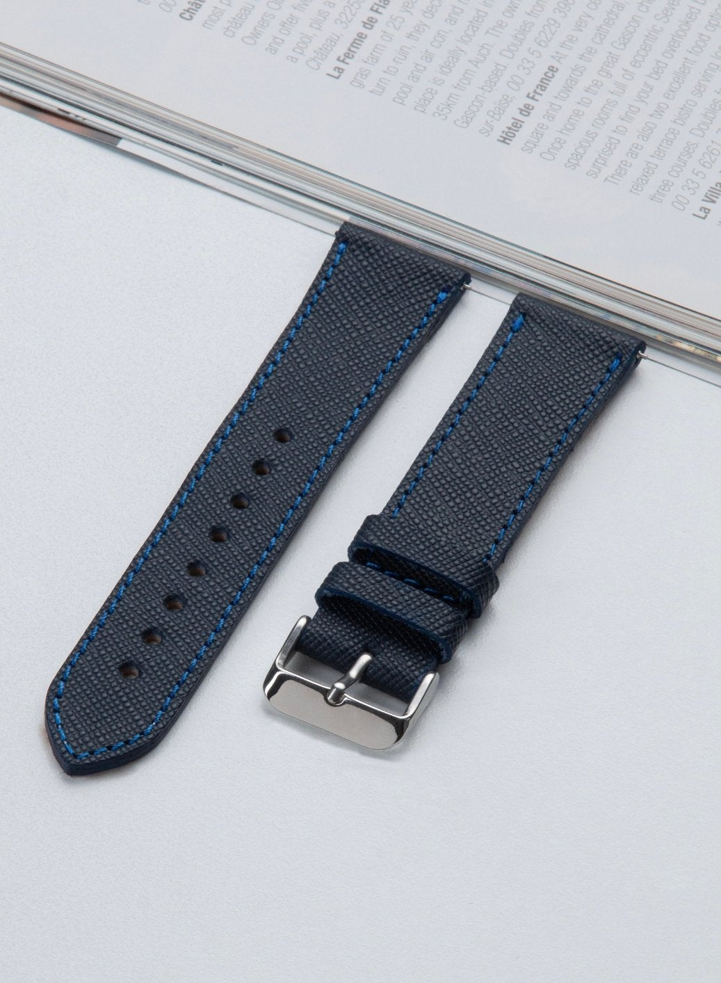 Classic Watch Saffiano Leather Strap - Navy Blue